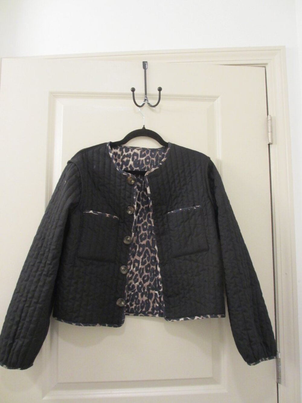 Joie Reversible Leopard Cheetah Print Quilted Button Up Jacket